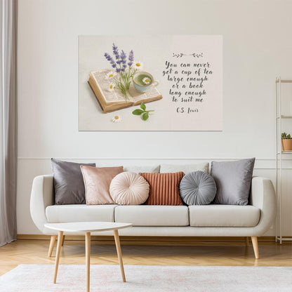 CS Lewis Tea and Book Quote | Bookish Floral Aesthetic Poster
