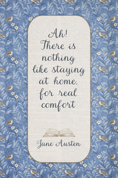 Jane Austen Quote Real Comfort at Home | Bookish Floral Aesthetic Poster