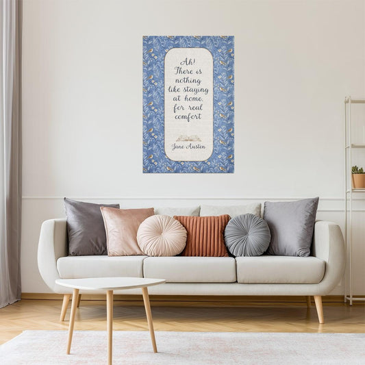 Jane Austen Quote Real Comfort at Home | Bookish Floral Aesthetic Poster