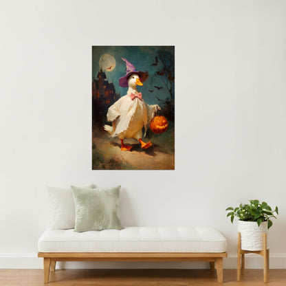Silly Goose Trick or Treat | Cute Halloween Duck Wall Art Poster
