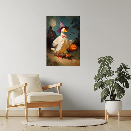 Silly Goose Trick or Treat | Cute Halloween Duck Wall Art Poster