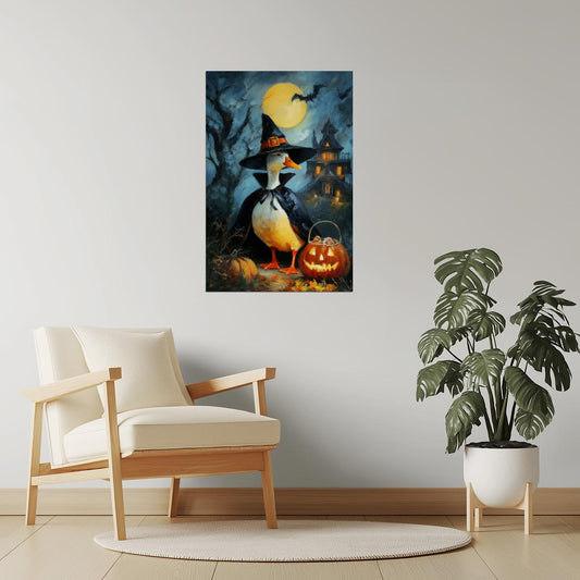 Haunted House Goose | Spooky Halloween Duck Wall Art Poster
