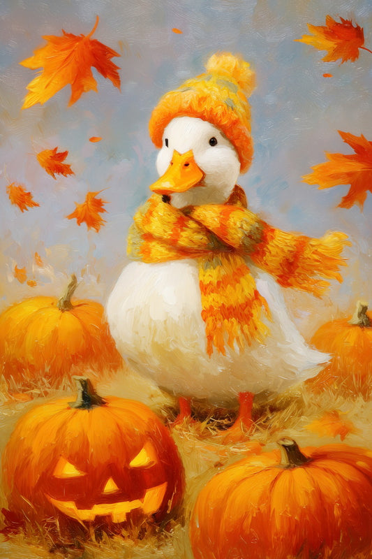 Pumpkin Patch Goose | Cute Fall Farmhouse Wall Decor Poster