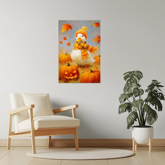 Pumpkin Patch Goose | Cute Fall Farmhouse Wall Decor Poster