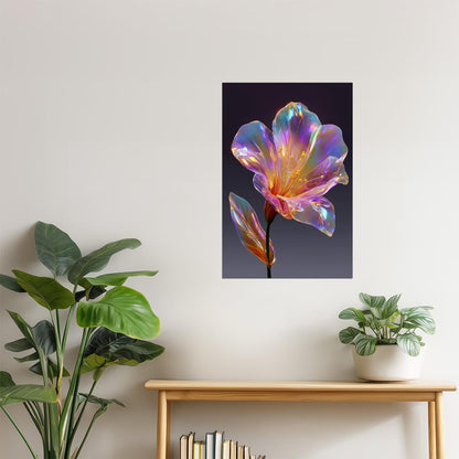 Iridescent Crystal Flower | Ethereal Fantasy Art | Wall Art Print Poster