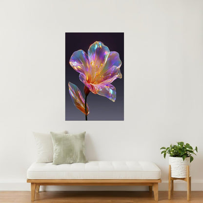 Iridescent Crystal Flower | Ethereal Fantasy Art | Wall Art Print Poster