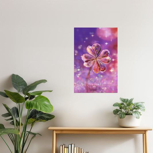 Crystal Clover Flower | Whimsical Dreamcore | Wall Decor Poster