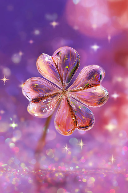 Crystal Clover Flower | Whimsical Dreamcore | Wall Decor Poster