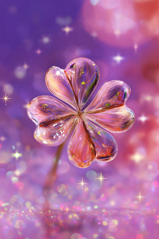 Crystal Clover Flower | Whimsical Dreamcore | Wall Decor Poster