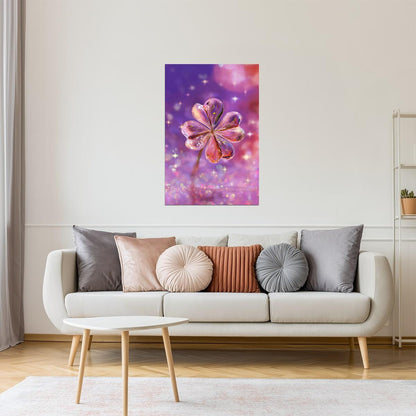Crystal Clover Flower | Whimsical Dreamcore | Wall Decor Poster