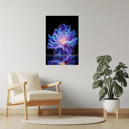 Radiant Purple Crystal Bloom | Serene Fantasy Art | Wall Art Print Poster