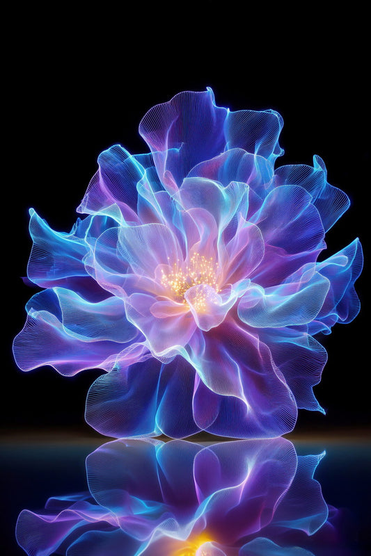 Radiant Purple Crystal Bloom | Serene Fantasy Art | Wall Art Print Poster
