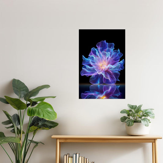 Radiant Purple Crystal Bloom | Serene Fantasy Art | Wall Art Print Poster