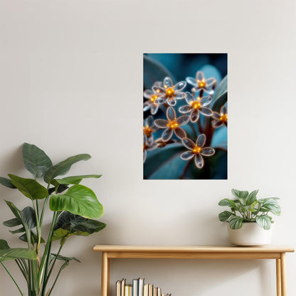 Glittering Golden Petals | Mystical Botanical Surrealism | Wall Art Print Poster