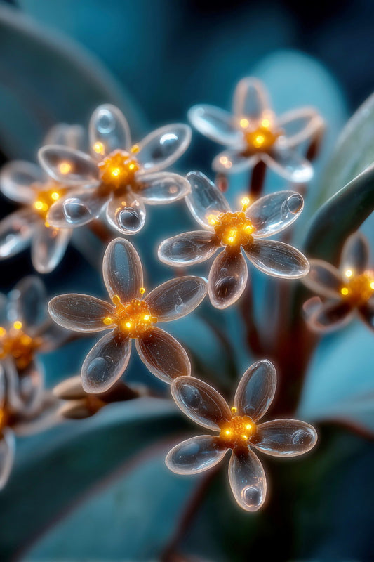 Glittering Golden Petals | Mystical Botanical Surrealism | Wall Art Print Poster