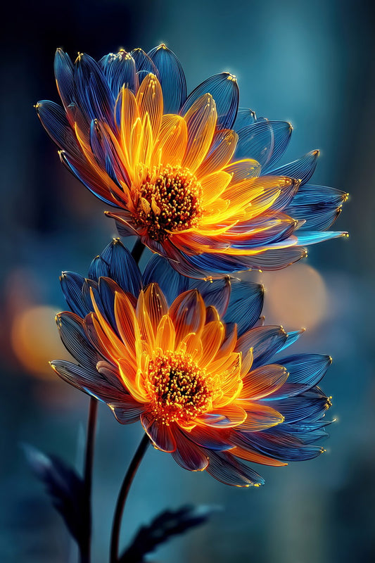 Fiery Orange Blooms | Enchanting Fantasycore | Wall Art Print Poster