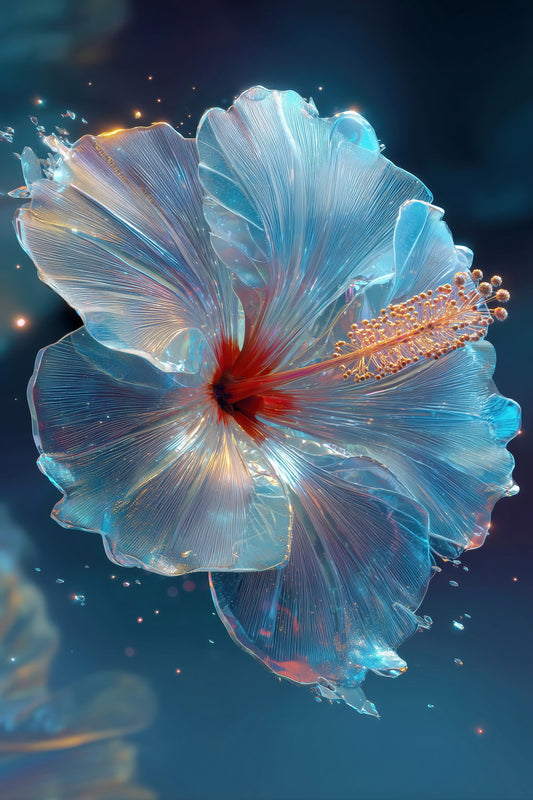 Translucent Blue Flower | Celestial Modern Art | Wall Decor Poster
