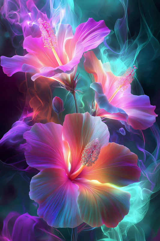 Glowing Purple Petals | Mystical Surrealism | Wall Decor Poster
