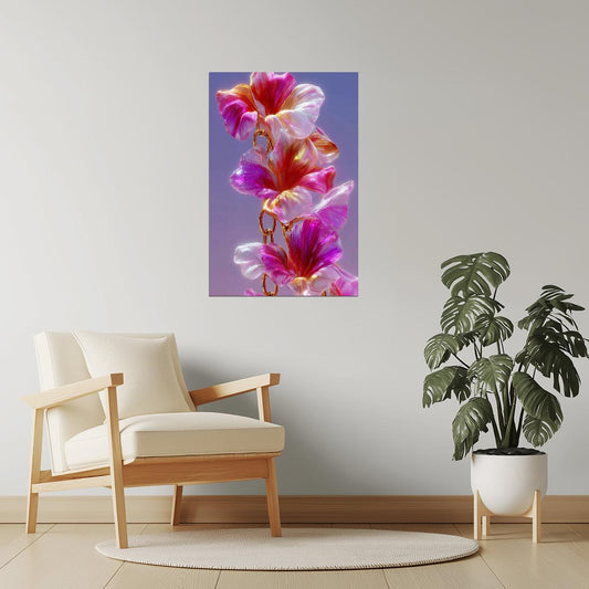 Iridescent Orchid Chain | Dreamy Botanical Fantasy | Wall Art Print Poster