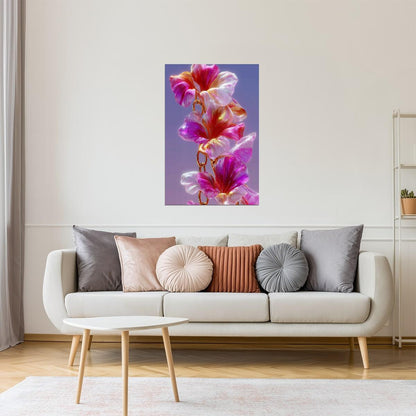 Iridescent Orchid Chain | Dreamy Botanical Fantasy | Wall Art Print Poster