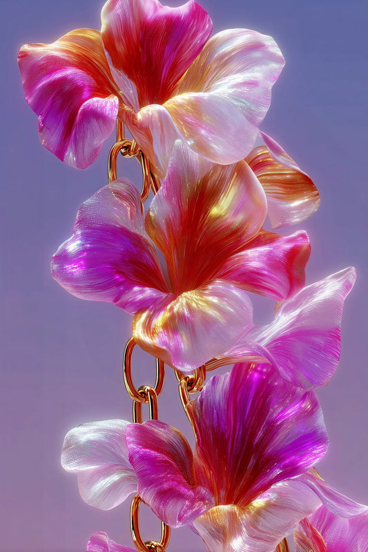 Iridescent Orchid Chain | Dreamy Botanical Fantasy | Wall Art Print Poster