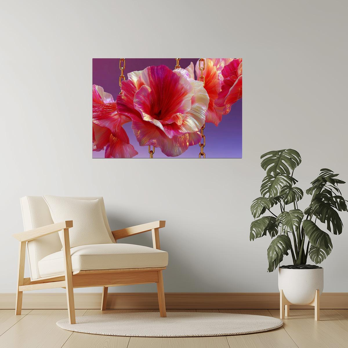 Vibrant Red Hibiscus | Enchanting Fantasycore | Wall Decor Poster