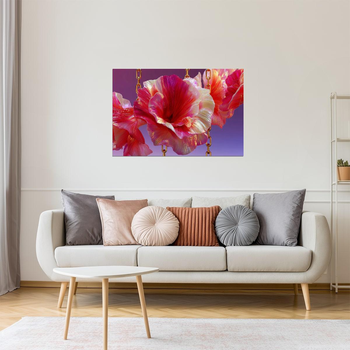 Vibrant Red Hibiscus | Enchanting Fantasycore | Wall Decor Poster