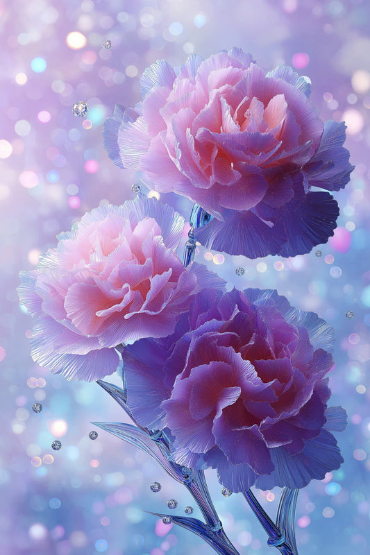 Shimmering Pink Carnations | Serene Fantasy Aesthetic | Wall Decor Poster