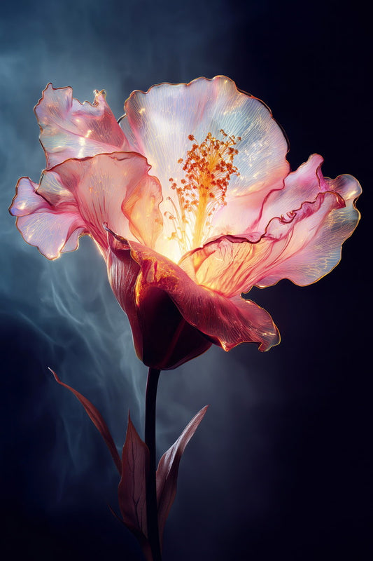 Radiant Peach Blossom | Enchanting Fantasy Art | Wall Art Print Poster