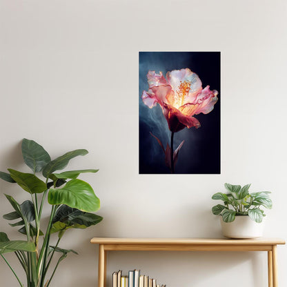Radiant Peach Blossom | Enchanting Fantasy Art | Wall Art Print Poster