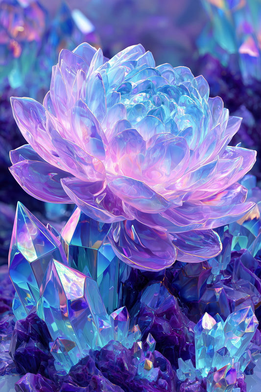 Prismatic Lotus Bloom | Mystical Fantasycore | Wall Art Print Poster