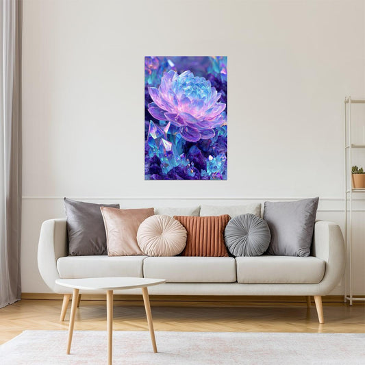 Prismatic Lotus Bloom | Mystical Fantasycore | Wall Art Print Poster