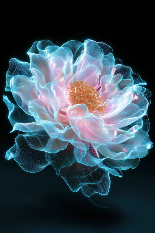 Luminous Blue Bloom | Ethereal Fantasy Art | Wall Art Print Poster