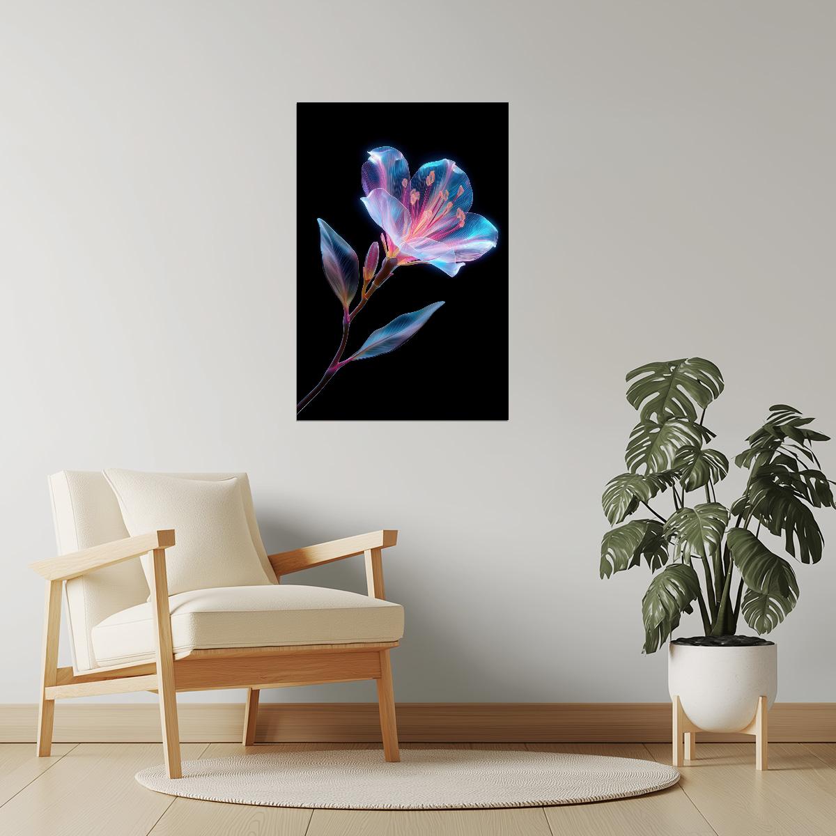 Iridescent Petal Stem | Dreamy Botanical Aesthetic | Wall Decor Poster