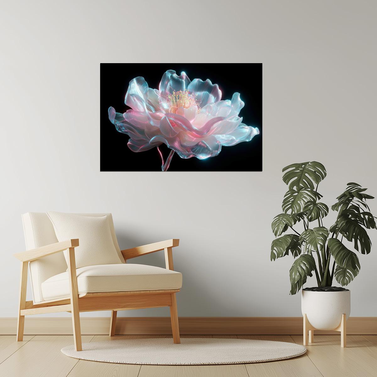 Glowing Pink Peony | Enchanting Fantasycore | Wall Decor Poster