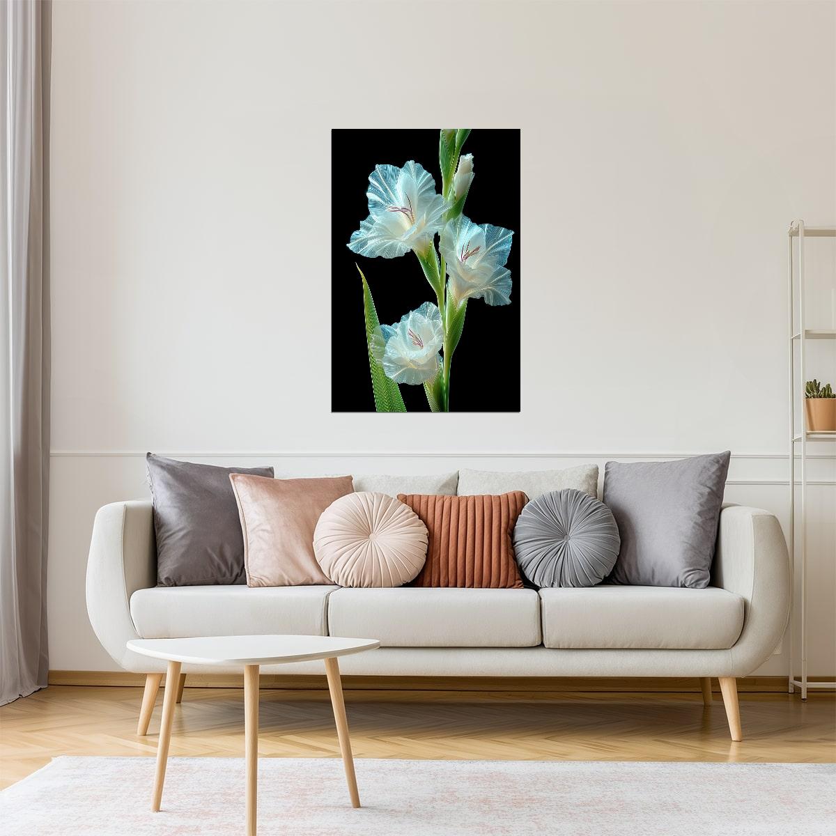 White Gladiolus | Radiant Botanical Fantasy | Wall Art Print Poster