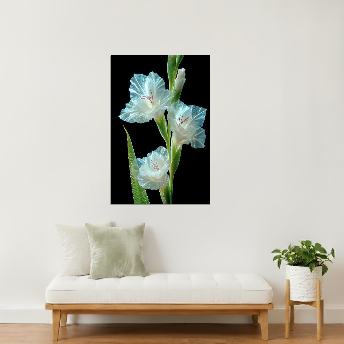 White Gladiolus | Radiant Botanical Fantasy | Wall Art Print Poster