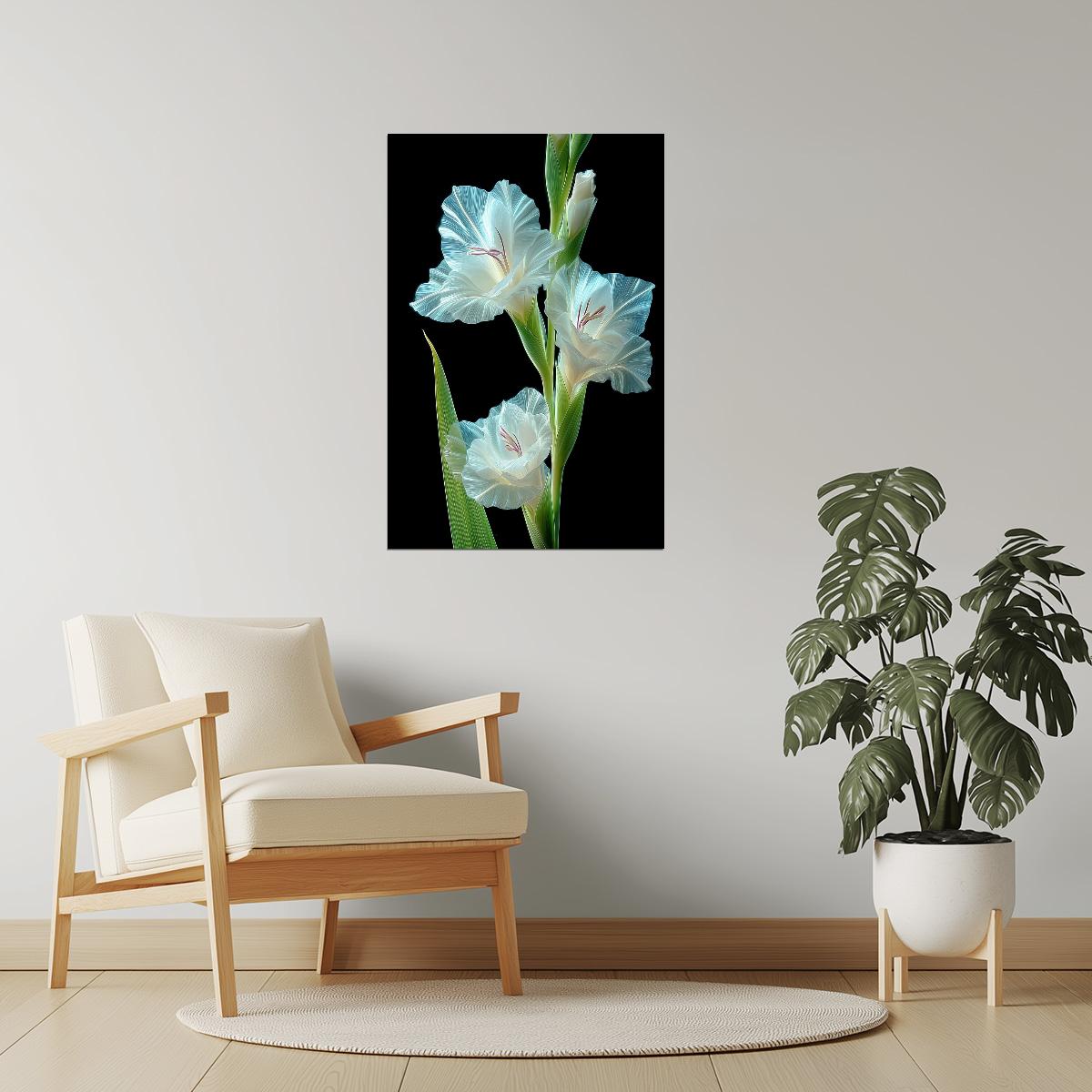 White Gladiolus | Radiant Botanical Fantasy | Wall Art Print Poster