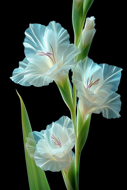 White Gladiolus | Radiant Botanical Fantasy | Wall Art Print Poster