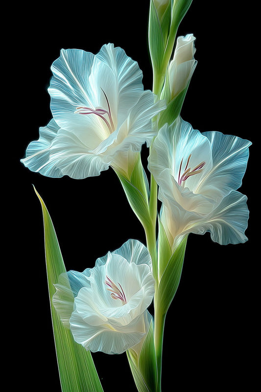 White Gladiolus | Radiant Botanical Fantasy | Wall Art Print Poster