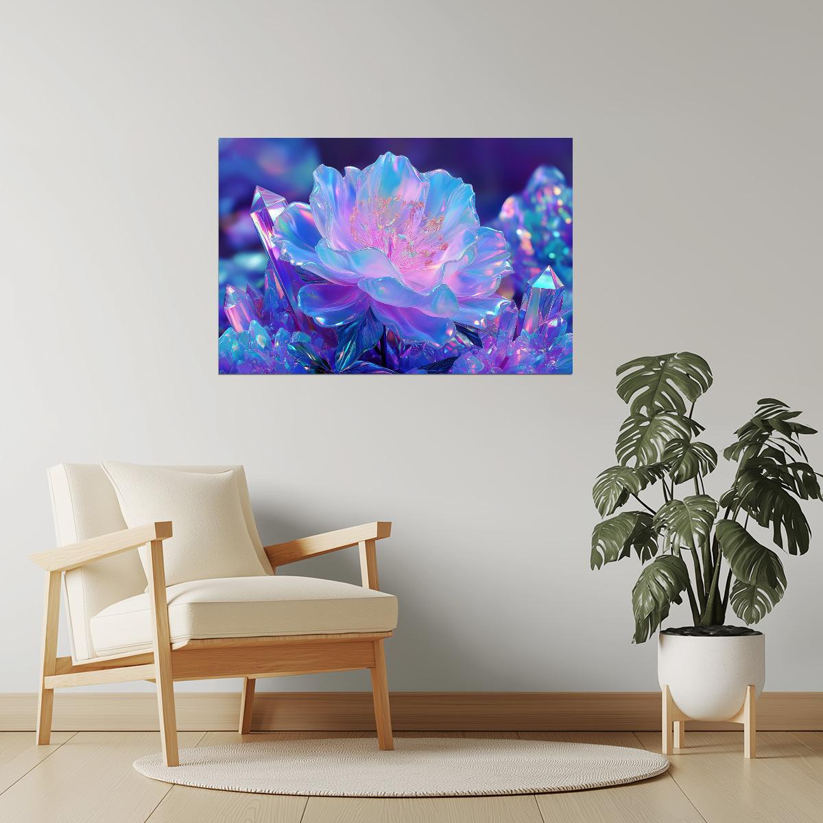 Prismatic Lotus Flower | Enchanting Fantasy Art | Wall Decor Poster