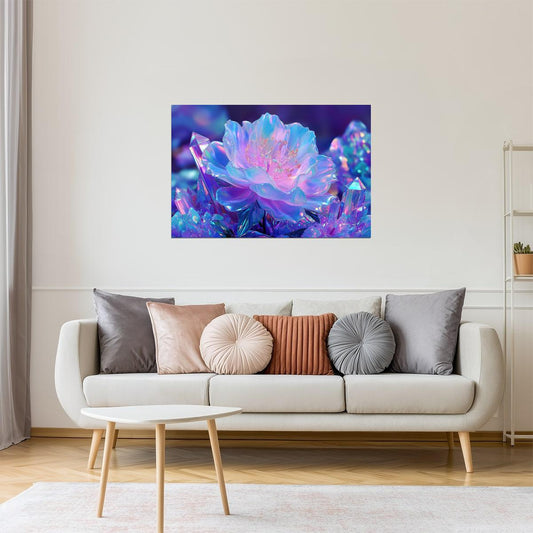 Prismatic Lotus Flower | Enchanting Fantasy Art | Wall Decor Poster