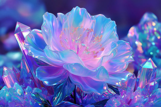 Prismatic Lotus Flower | Enchanting Fantasy Art | Wall Decor Poster