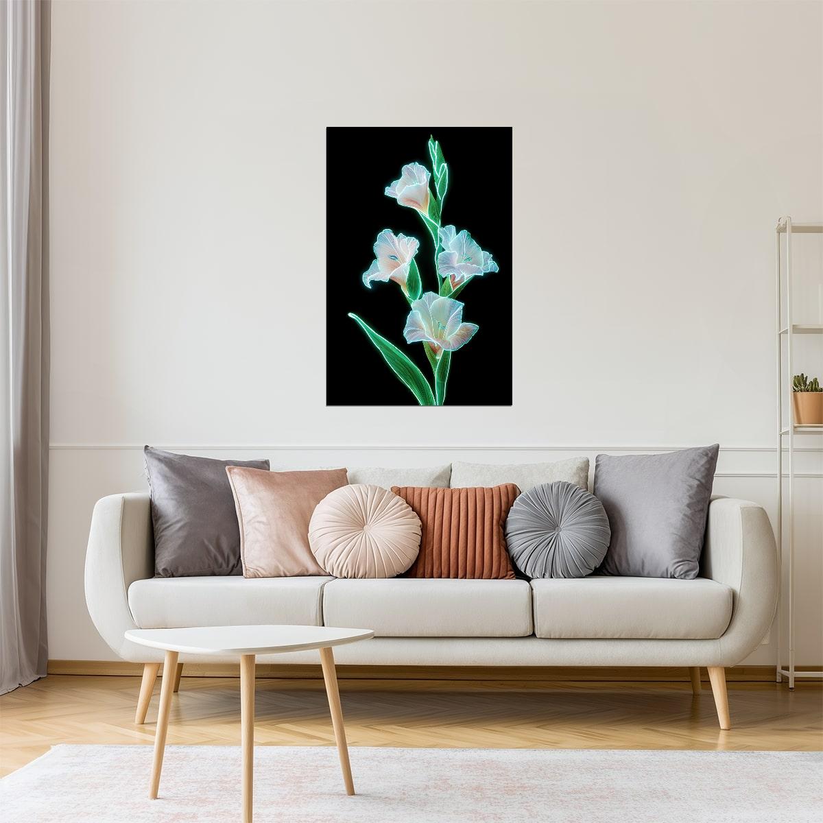 Glowing Gladiolus Stems | Dreamy Botanical Aesthetic | Wall Decor Poster