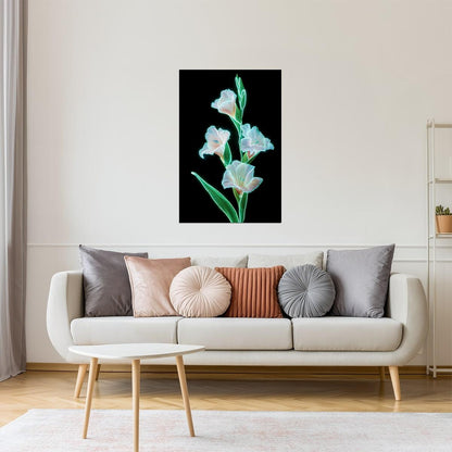 Glowing Gladiolus Stems | Dreamy Botanical Aesthetic | Wall Decor Poster