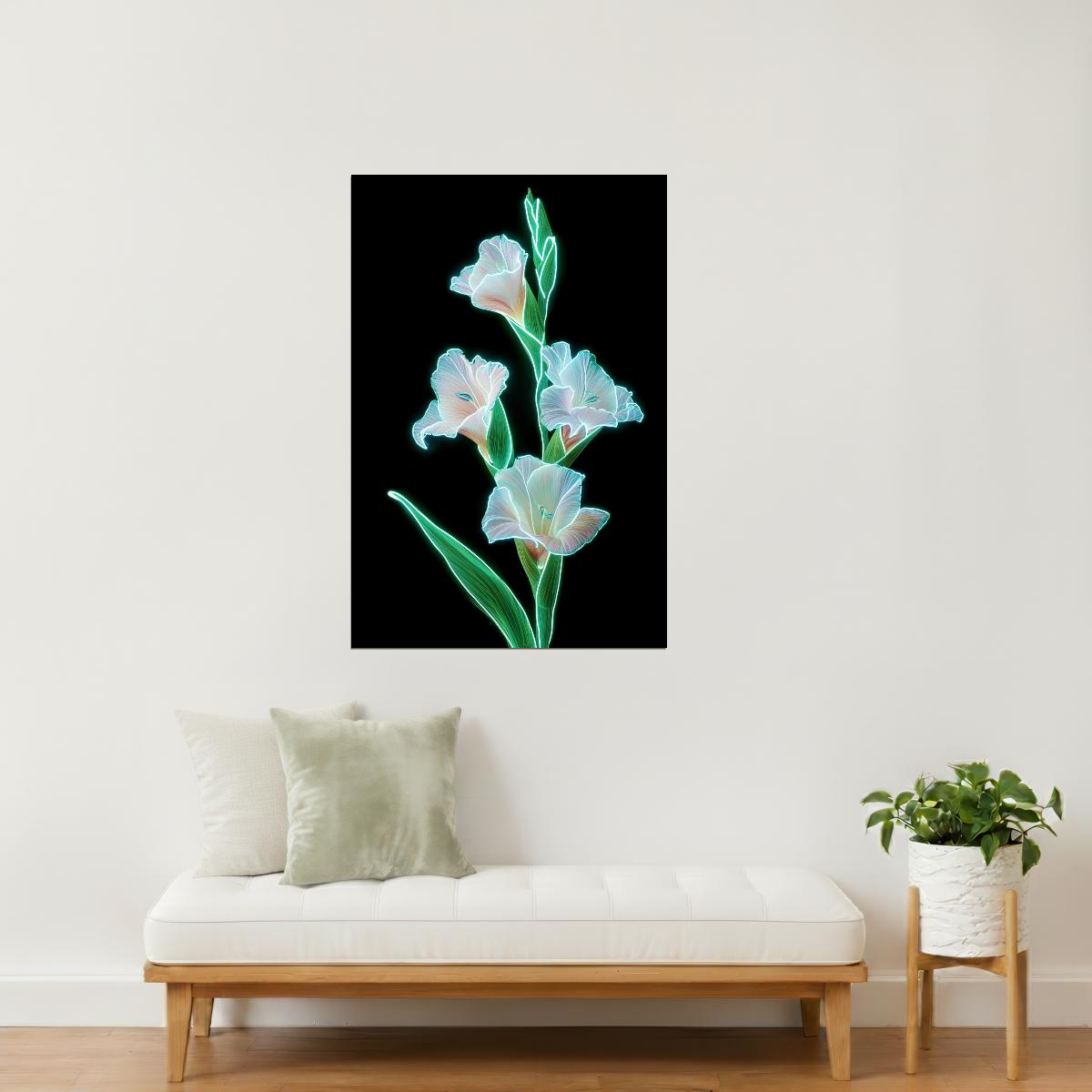 Glowing Gladiolus Stems | Dreamy Botanical Aesthetic | Wall Decor Poster
