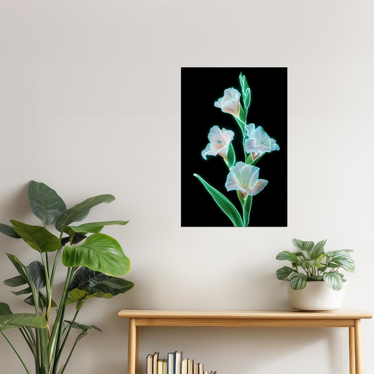 Glowing Gladiolus Stems | Dreamy Botanical Aesthetic | Wall Decor Poster
