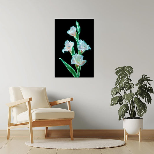Glowing Gladiolus Stems | Dreamy Botanical Aesthetic | Wall Decor Poster