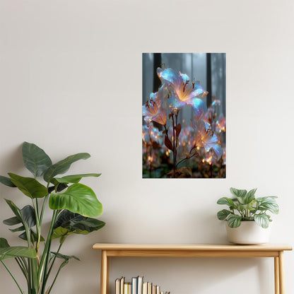 Glowing Forest Flowers | Enchanting Fantasy Art | Wall Art Print Poster