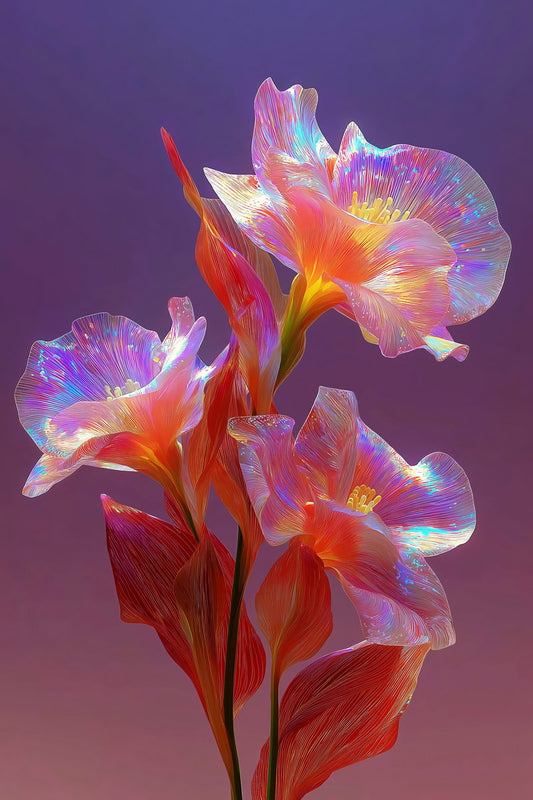 Radiant Red Petals | Mystical Botanical Surrealism | Wall Art Print Poster